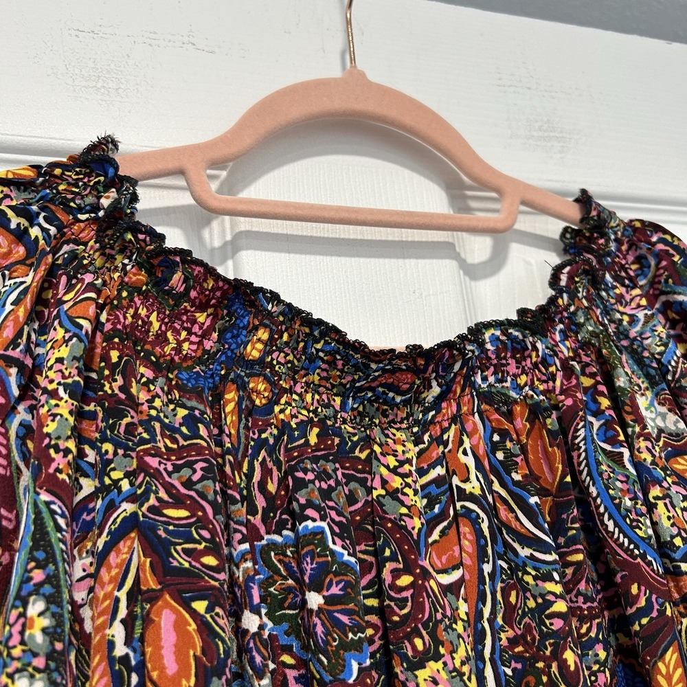 Karma Highway Women's One Size Flutter Sleeve Top Colorful 100% Viscose NWOT - Picture 6 of 10